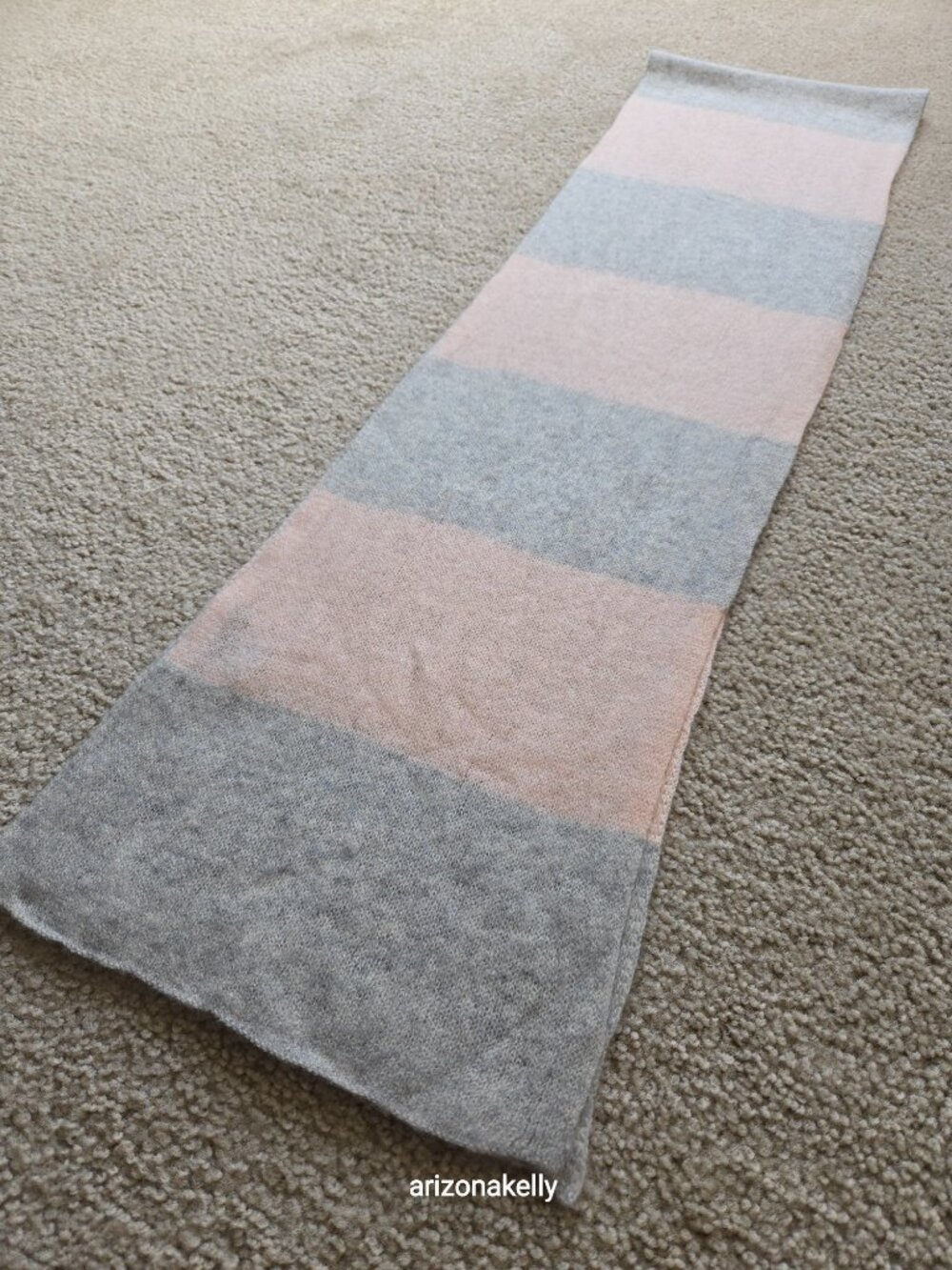 Hannah Rose Cashmere Scarf Pink & Grey Lightweight Weave - Picture 8 of 12